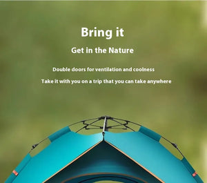 Top of the pop-up tent, double doors for airflow
