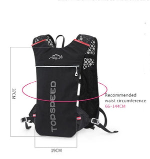 PureFlow hydration vest size: 37 cm tall, 19 cm wide, fits waist 66 to 144 cm