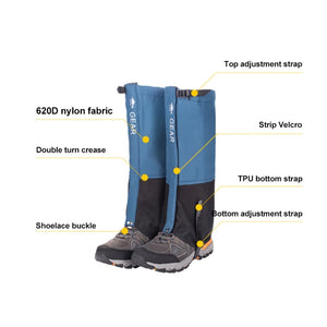 WeatherTrek Pro gaiter parts: top strap, Velcro front, lace buckle, TPU bottom strap