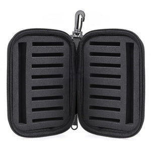 Open zip lure case with empty foam slots