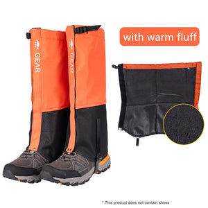 WeatherTrek Pro orange gaiters with warm fleece lining