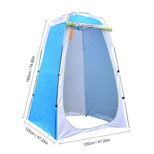 HideAway privacy tent size chart: 120 x 120 cm base and 190 cm tall (47.24 x 47.24 x 74.8 in)