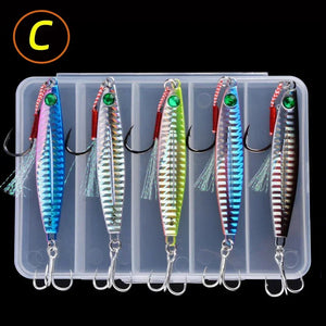 Metal Jig Lure Set – 5 Jigs, 4 Styles, 7 g to 40 g, TideJig