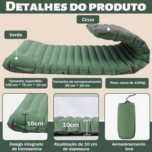 Green pad with gray pillow side, 10 cm thick, packed in its sack