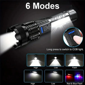 Front beam and side light on; six mode icons