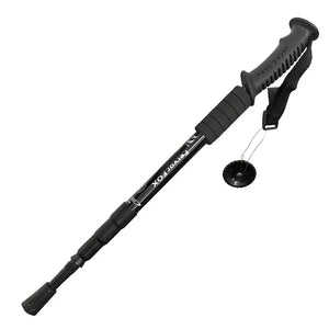 Black RidgeWalk trekking pole folded short, with grip, foam, wrist strap and small basket