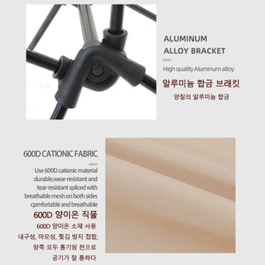 Close-up of the aluminum frame joint and 600D fabric on the moon chair