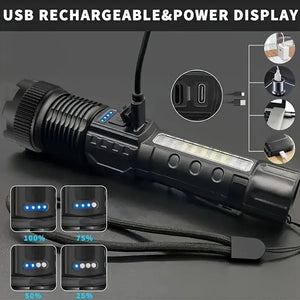 USB-C charging with four blue dots showing battery level