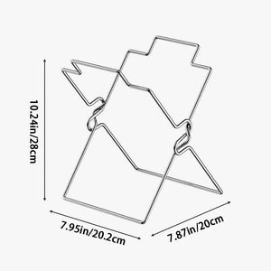 Size drawing of the steel bag holder: 10.24 in tall, 7.95 in by 7.87 in base