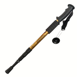 Gold RidgeWalk trekking pole folded short, with grip, foam, wrist strap and small basket