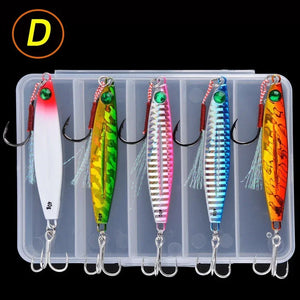 Metal Jig Lure Set – 5 Jigs, 4 Styles, 7 g to 40 g, TideJig