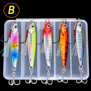 Metal Jig Lure Set – 5 Jigs, 4 Styles, 7 g to 40 g, TideJig