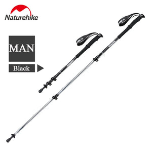 Black SummitStep trekking pole, shown short and at full length