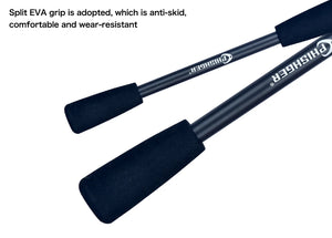 Split EVA foam grip on the travel fishing rod