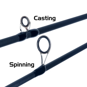 Casting and spinning guide rings on the travel fishing rod