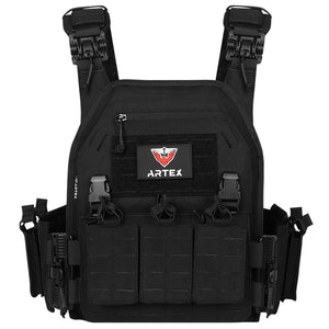 Artex vest in black, front view