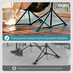 TrailLounge hammock chair frame feet flat on the ground