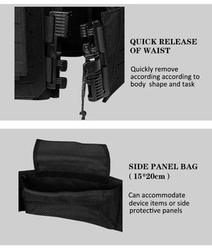 Artex vest quick-release waist and a 15 x 20 cm side panel bag