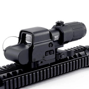 SwiftSight dot sight and magnifier in black on a rail