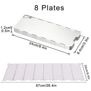 Aluminum camping windshield shown at full width