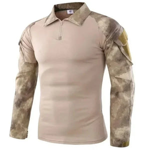 StealthWeave tactical shirt in Tan Desert Camo with fold-down collar