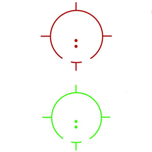 SwiftSight aim mark: ring with center dot, in red and in green