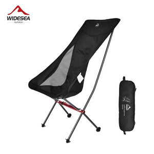 High back black folding camping chair with carry bag
