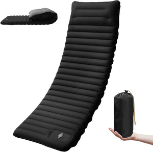 Black pad with gray pillow and black stuff sack in hand