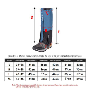WeatherTrek Pro size chart S to XL by shoe size and measurements