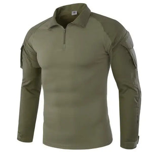 StealthWeave tactical shirt in Army Green with fold-down collar