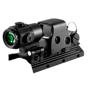 SwiftSight black dot sight with magnifier behind it, glowing lens