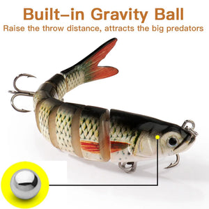 Jointed swimbait with the built-in steel weight ball shown