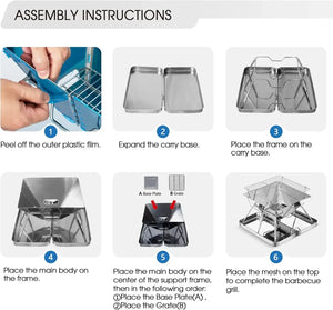 Six steps to set up the TrailBlaze campfire grill