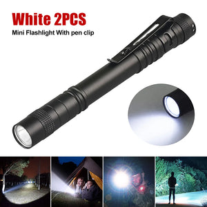 White 2 pack option: mini pen light with clip and night scenes