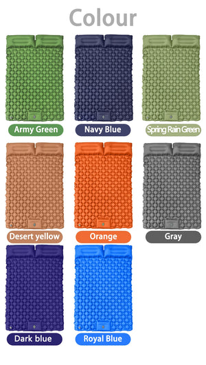 2 person pad colors: green, navy, light green, sand, orange, gray, dark blue, blue