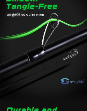 Guide rings on the telescopic fishing rod, tall view