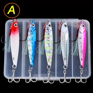 Metal Jig Lure Set – 5 Jigs, 4 Styles, 7 g to 40 g, TideJig