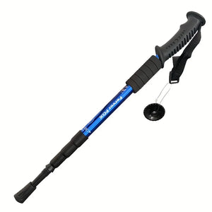 Blue RidgeWalk trekking pole folded short, with grip, foam, wrist strap and small basket