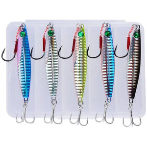 Metal Jig Lure Set – 5 Jigs, 4 Styles, 7 g to 40 g, TideJig