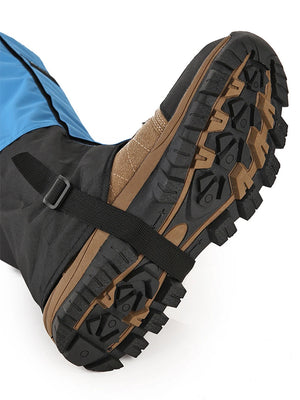 WeatherTrek Lite strap running under the sole of a hiking boot