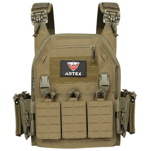 Artex vest in khaki, front view