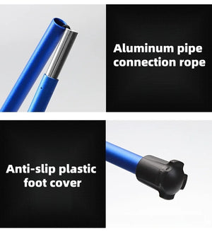 Shock-cord poles and anti-slip foot caps