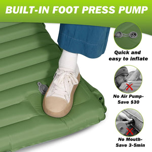 Foot pressing the built-in foot pump at the end of the pad