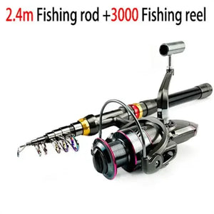 2.4 m telescopic rod with 3000 spinning reel, rod and reel combo