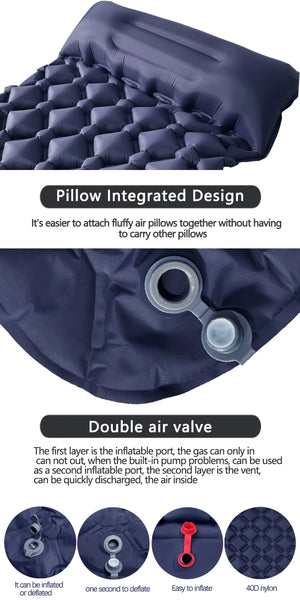 Navy built-in pillow and two-layer valve