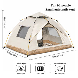 White small tent, 80 x 59 in, 55 in tall, fits one full air bed