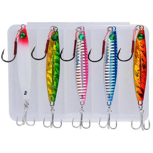 Metal Jig Lure Set – 5 Jigs, 4 Styles, 7 g to 40 g, TideJig