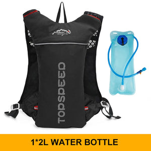 Black hydration vest with a 2L water bladder