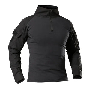 StealthWeave tactical shirt in Black, quarter zip with stand-up collar