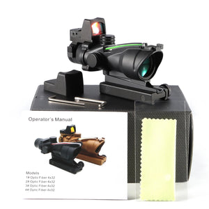 TwinAim box contents: scope, red dot, dot cover, 2 hex keys, lens cloth and manual
